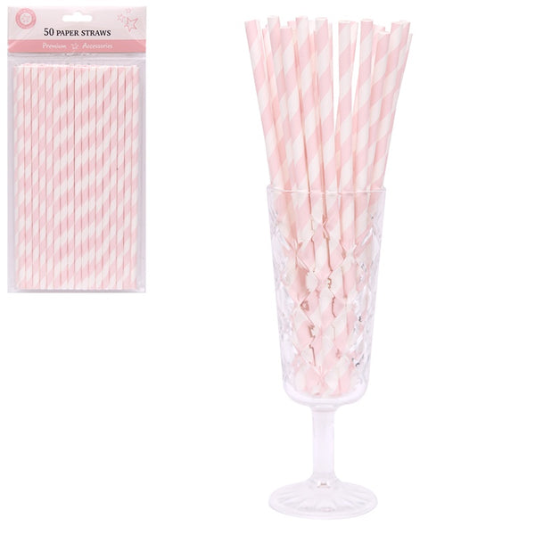 *50PK BLUSH PAPER STRAWS
